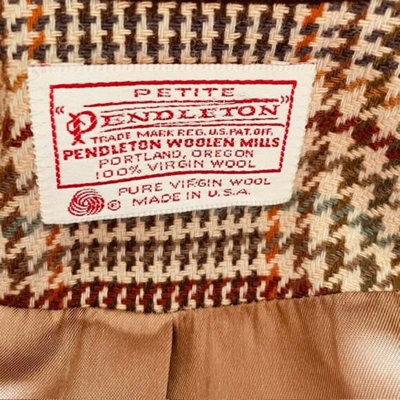 Pendleton Wool Vintage Plaid Equestrian Velvet Collar Blazer 8 Petite - Picture 9 of 10